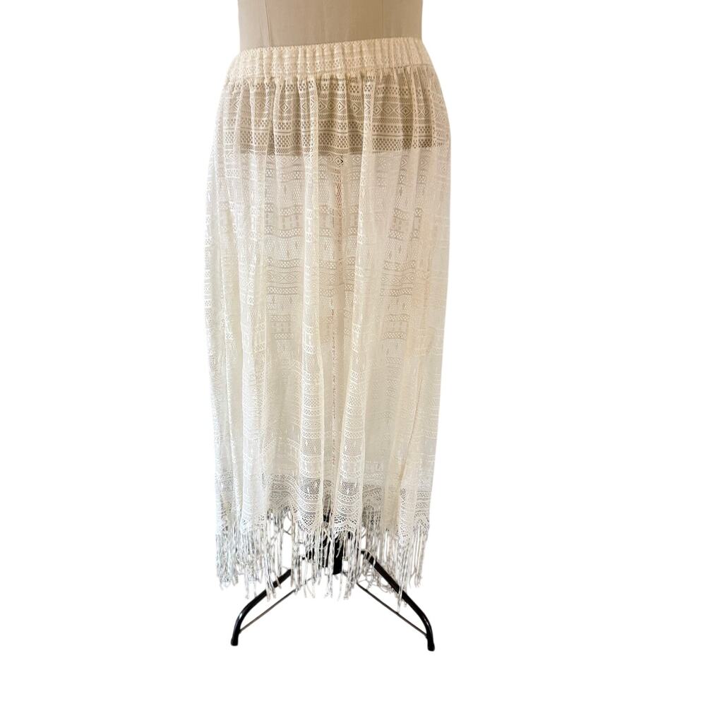 Torrid Cream Crochet Fringe Maxi Skirt Cover Up Plus Size Cruise Vacation Resort